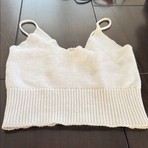 Cream Knit Scallop Hem Cami Top